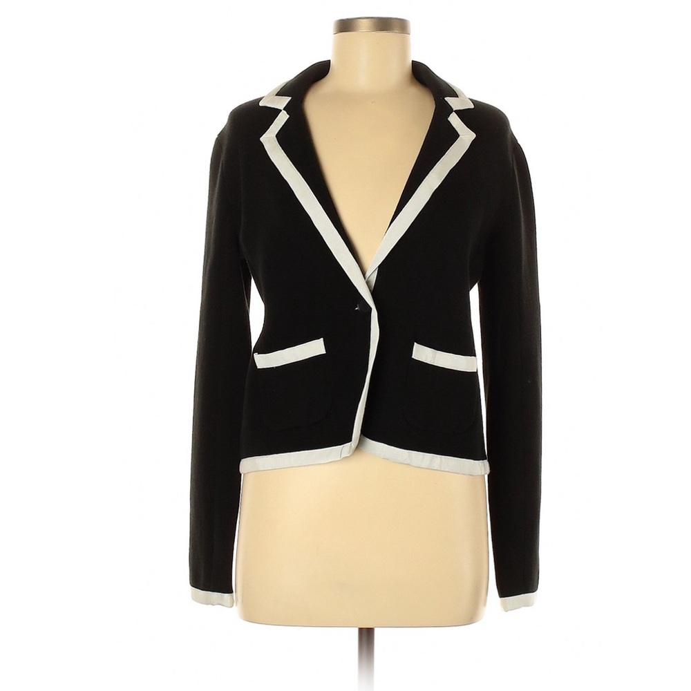 Loft Petites Sweater Knit Black White Tuxedo Blazer, SP - Picture 1 of 6
